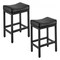 Bar Stool Set of 2 PU Leather Counter Height Saddle Seat Stools Black